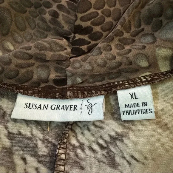 Susan Graver XL Tank Top Shirt Gold Solid Sleeveless Scoop Neck Glitter Knit - Picture 5 of 6